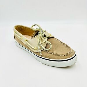 Sperry Top Sider shoes Bahama Boat Shoes Beige Tan Canvas Women Size 6.5